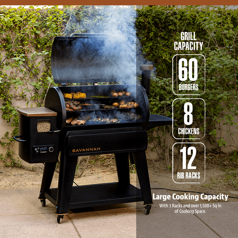 Pit Boss Savannah 1500 Sq in Wood Fired Pellet Grill and Smoker – Onyx  Series 
