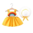 thumbnail image 2 of KYAIGUO 2PCS Baby Girls Rainbow Dresses with Matching Hat Infant Sleeveless Halter Princess Dress Beach Tutu Sundress Skirt for 6M-3T, 2 of 10