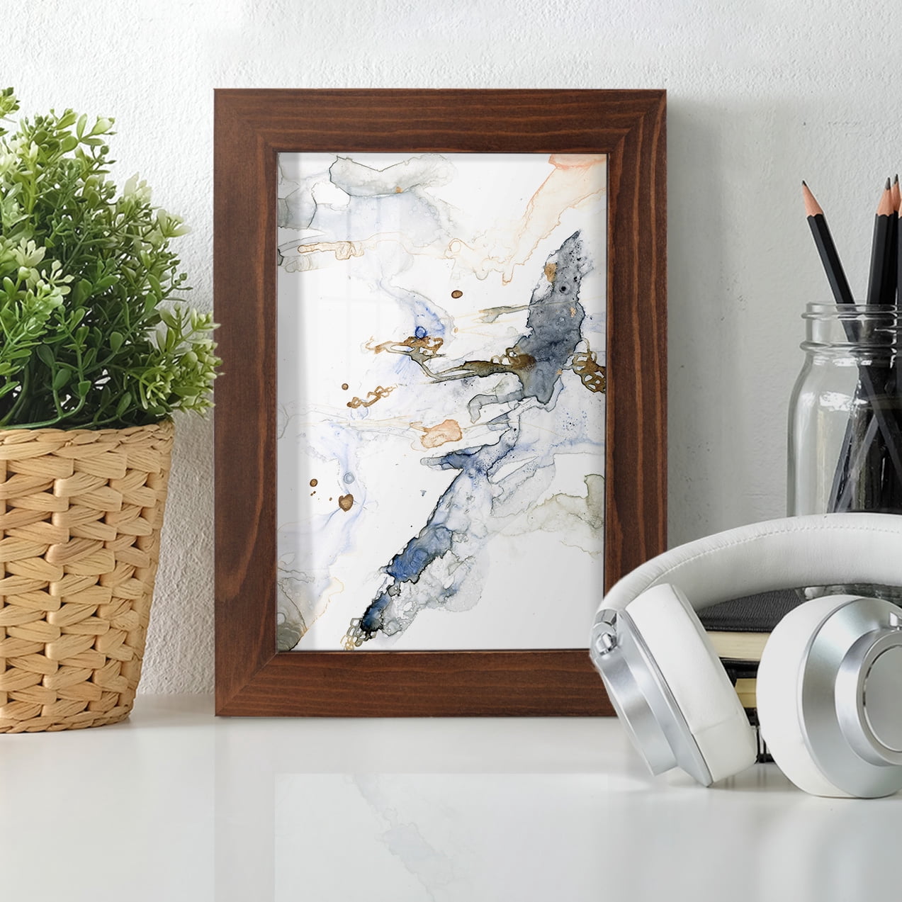 Organic Interlace I -Framed Print w/glass-Chestnut