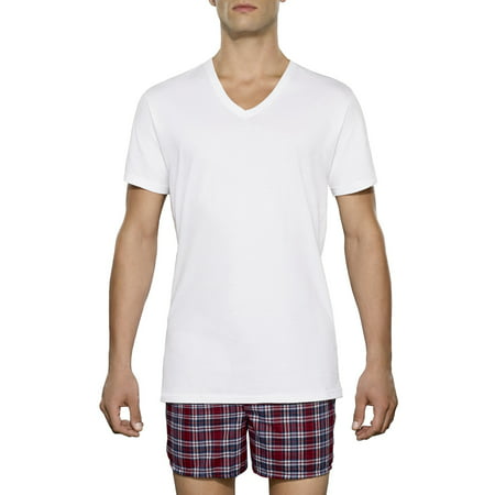 Tall Men's Classic White V-Neck T-Shirts, 3 Pack