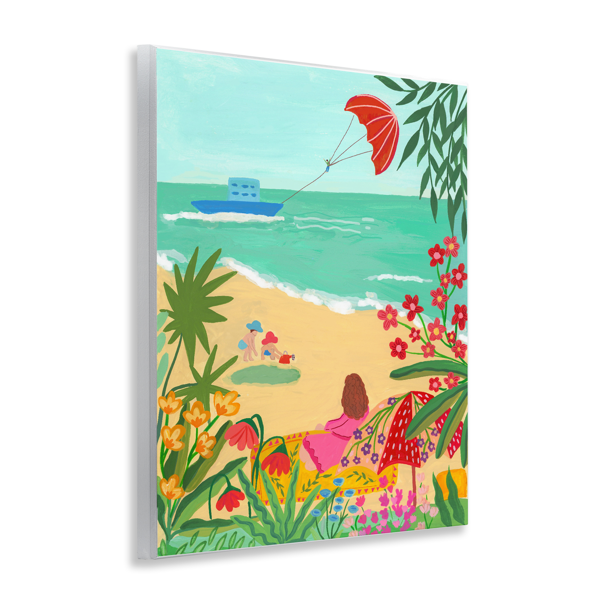 Beach And Flowers View Wall Plaque Art, design by Nabeela Rumi