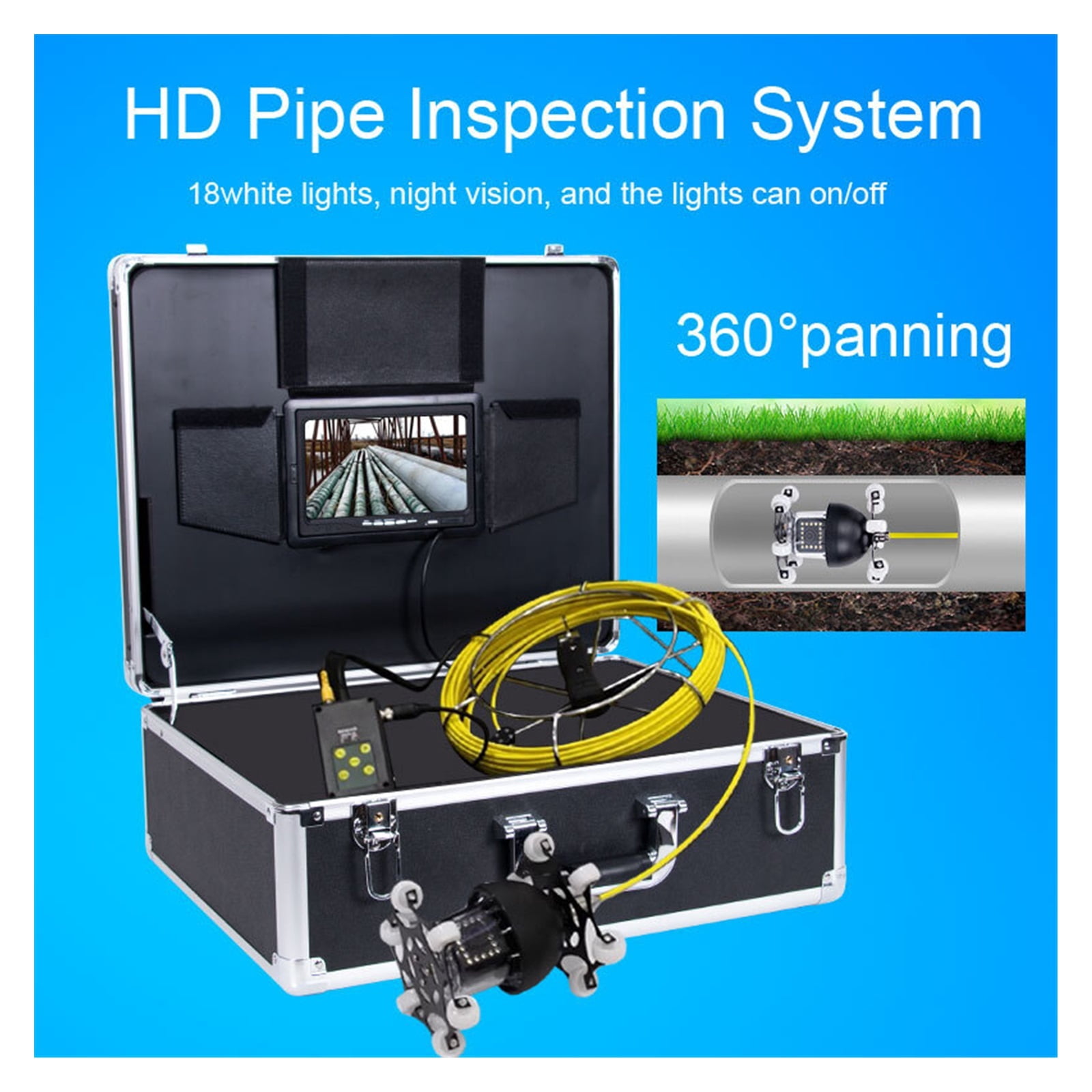 50m Cable Sewer Drain Pipe Inspection Camera System With DVR 360 Degree Rotation Waterproof Industrial Pipeline Endoscope ,Stunning Clarity