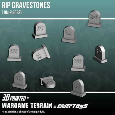RIP Gravestones, Terrain Scenery for Tabletop 28mm Miniatures Wargame, 3D Printed and Paintable,