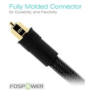 FosPower (6 Feet) 24K Gold Plated Toslink Digital Optical Audio Cable (S/PDIF) - [Zero RFI & EMI Interference] Metal Connectors & Ultra Durable Nylon Braided Jacket