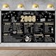 thumbnail image 1 of Gran pancarta de cumpleaños número 16, decoración de fondo para niños y niñas. Años 2008: suministros para fiestas de feliz cumpleaños número 16. Póster fotográfico negro y dorado para dieciséis, 1 of 6