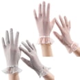 thumbnail image 1 of 2 pairs of sunscreen gloves women's lace summer anti-ultraviolet thin outdoor touch screen non-slip ice silk gloves, 1 of 5