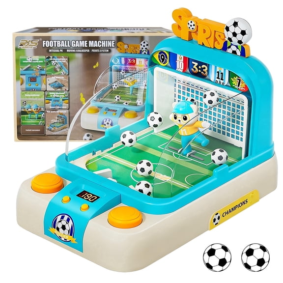 Kids Interactive Soccer Game Machine with Moving Goalkeeper, Lights & Sounds, Tabletop Football Toy for Boys Girls Ages 3 （BLUE)
