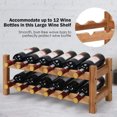 thumbnail image 4 of Estante para vinos, estante de exhibición de vino de bambú de 2 niveles para 12 botellas, para encimera, cocina, despensa, almacenamiento de vino independiente, estante para vinos de mesa (naturaleza), 4 of 5