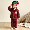 thumbnail image 2 of Pandaie Toddler Kids Plaid Outfit Santa Print Long Sleeve Pajamas 2 Piece Set Fall Winter Sleepwear Pjs Outfits Red,12-18 Months, 2 of 5