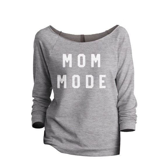 Mom Mode Women's Fashion Slouchy 3/4 Sleeves Raglan Lightweight Sweatshirt Sport Grey X-Large
