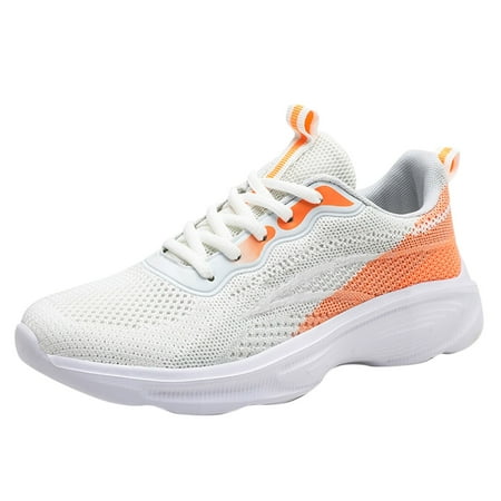Sopiago Women s Athletic Workout Sneakers Comfortable Walking Breathable Running Air Cushion Casual Gym Sport Shoes for Women Orange 40
