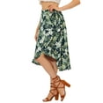 thumbnail image 4 of INSPIRE CHIC Women's Floral Tropical Boho Midi Wrap Skirt XS Navy Blue, 4 of 7