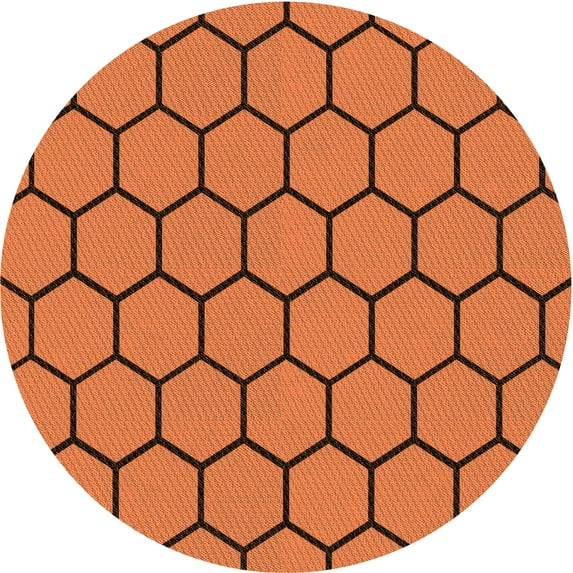 Ahgly Company Machine Washable Indoor Round Transitional Neon Orange Area Rugs, 3' Round