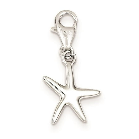 Sterling Silver Polished Starfish Polished Charm Pendant 22mmx15mm