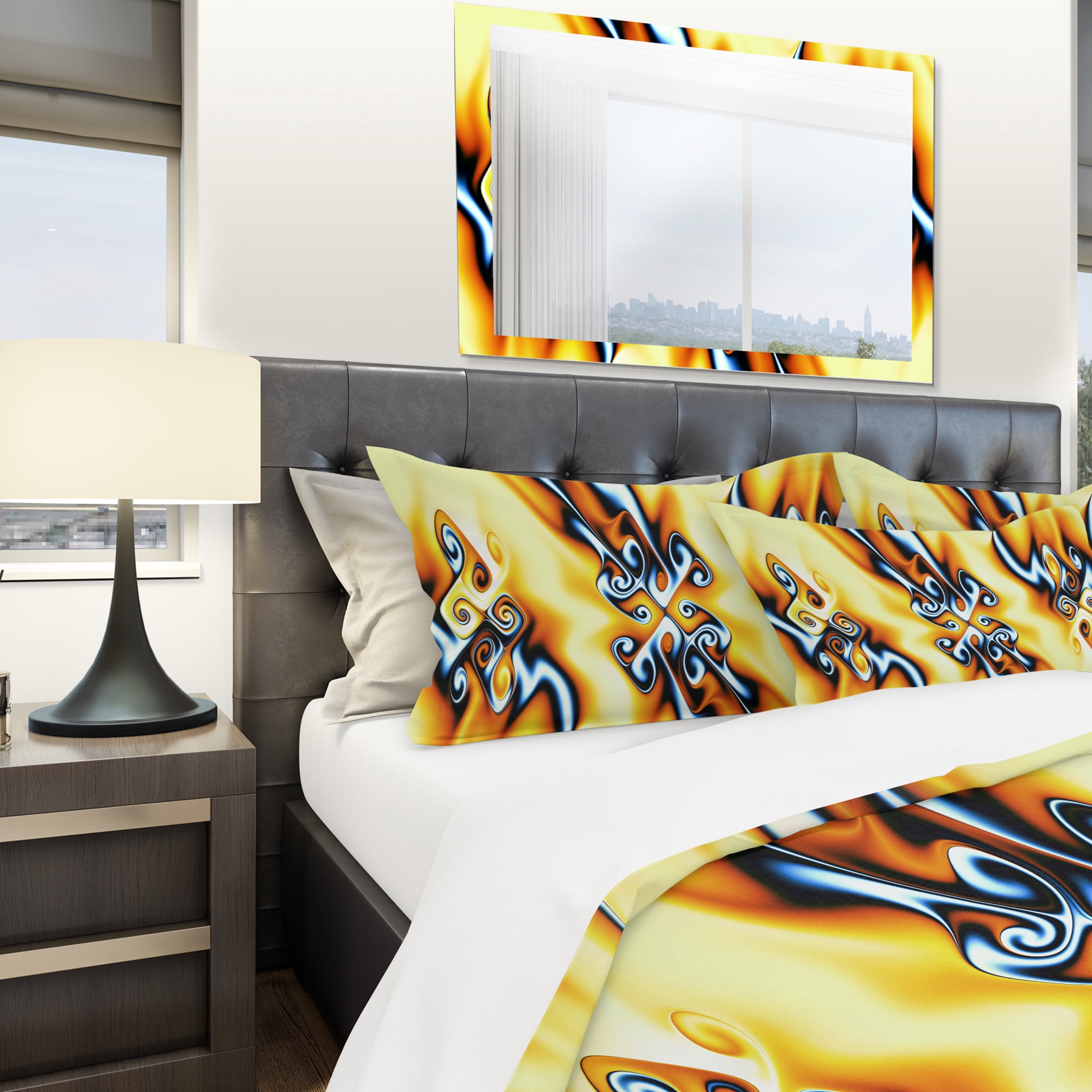Designart 'Yellow Squiggles' Modern & Contemporary Duvet Cover Set