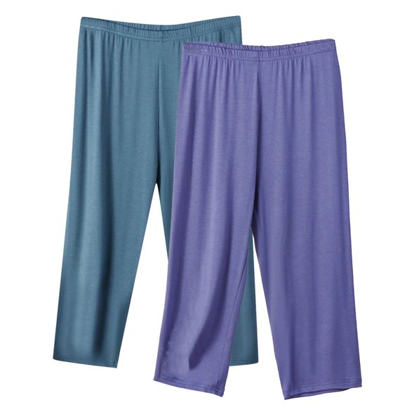 Cameland 2PC Cotton Capri Pajama Pants Womens Plus Size Elastic Waist Capris Cozy Soft Sleep Pjs Bottom Cropped Loungewear