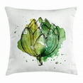 thumbnail image 1 of Artichoke Throw Pillow Cushion Cover, Abstract Style Cardunculus Drawn by Hand Harvest Vivid Color, Decorative Square Accent Pillow Case, 24 X 24 Inches, Hunter Green and Lime Green, by Ambesonne, 1 of 2