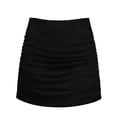 thumbnail image 7 of Qingpeng Women's Ruched Bodycon Mini Skirt Solid Versatile High Waist Swim Skirt for Beach Casual Outings Swimwear Cover Up, 7 of 7
