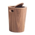 thumbnail image 2 of Bote de basura de madera con tapa de residuos de madera Bin decorativo contenedor de desechos rústicos de desecho rústico para la oficina de la cocina Nuez, 2 of 8