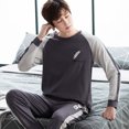 thumbnail image 1 of MintLimit Men's Thin Long Sleeve Shirt and Pants Gray Dog Cartoon Lounge Pajamas Set Sleepwear, 1 of 3