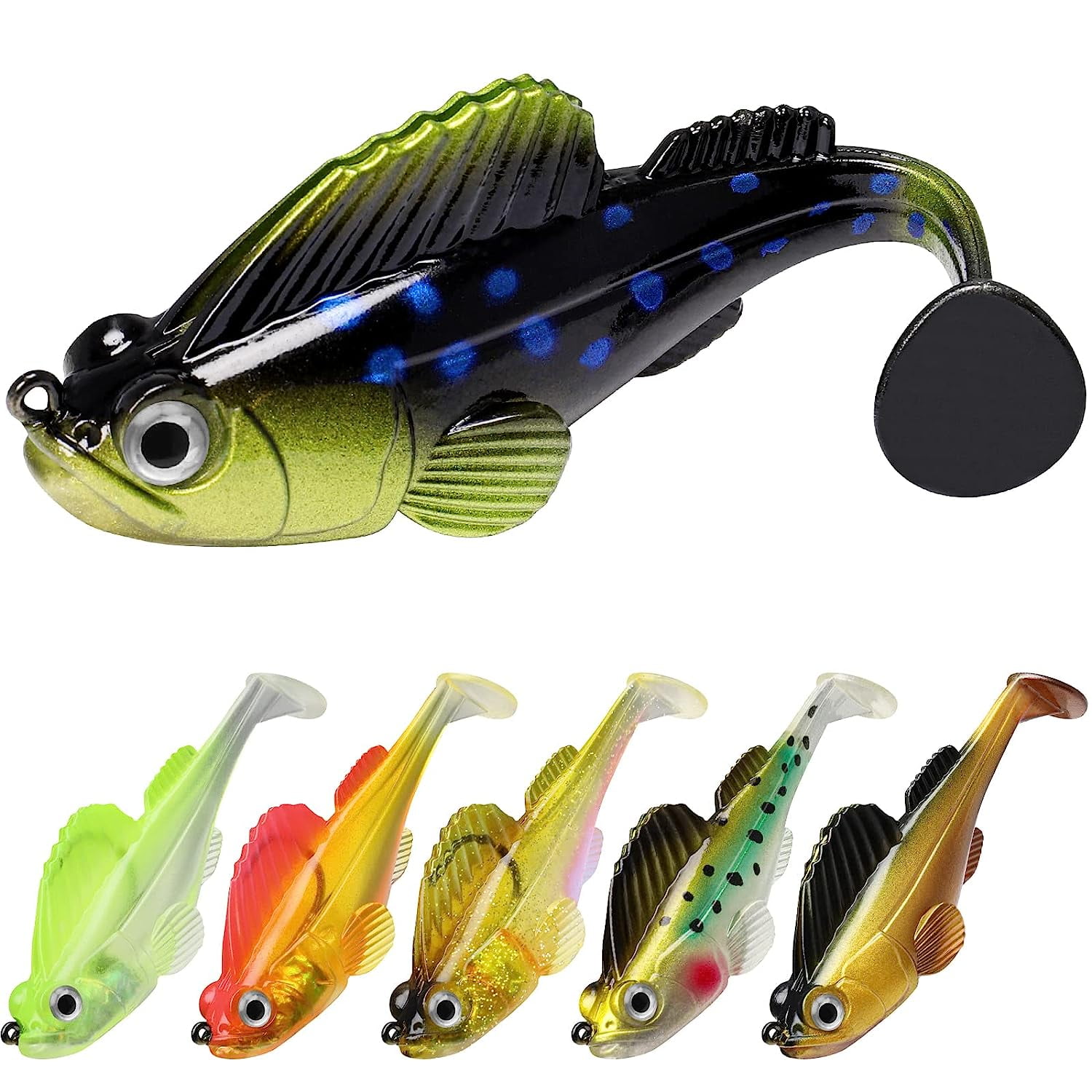 PreRigged Jig Head Fishing Lures, Soft Jointed Swimbaits for Bass