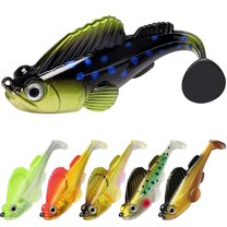 Pre-Rigged Jig Head Fishing Lures, Soft Jointed Swimbaits for Bass Fishing, Great Weedless Bass Lures, Tadpole Lure with Spinner, Walleye Shad Baits, Fishing Jigs for Freshwater and Saltwater