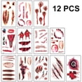 thumbnail image 1 of Pegatinas de tatuaje de cicatriz, heridas falsas, tatuaje temporal, pegatinas de cicatriz para fiesta de Halloween, Zombies, Cosplay, 12 hojas Xemadio 2034491, 1 of 1