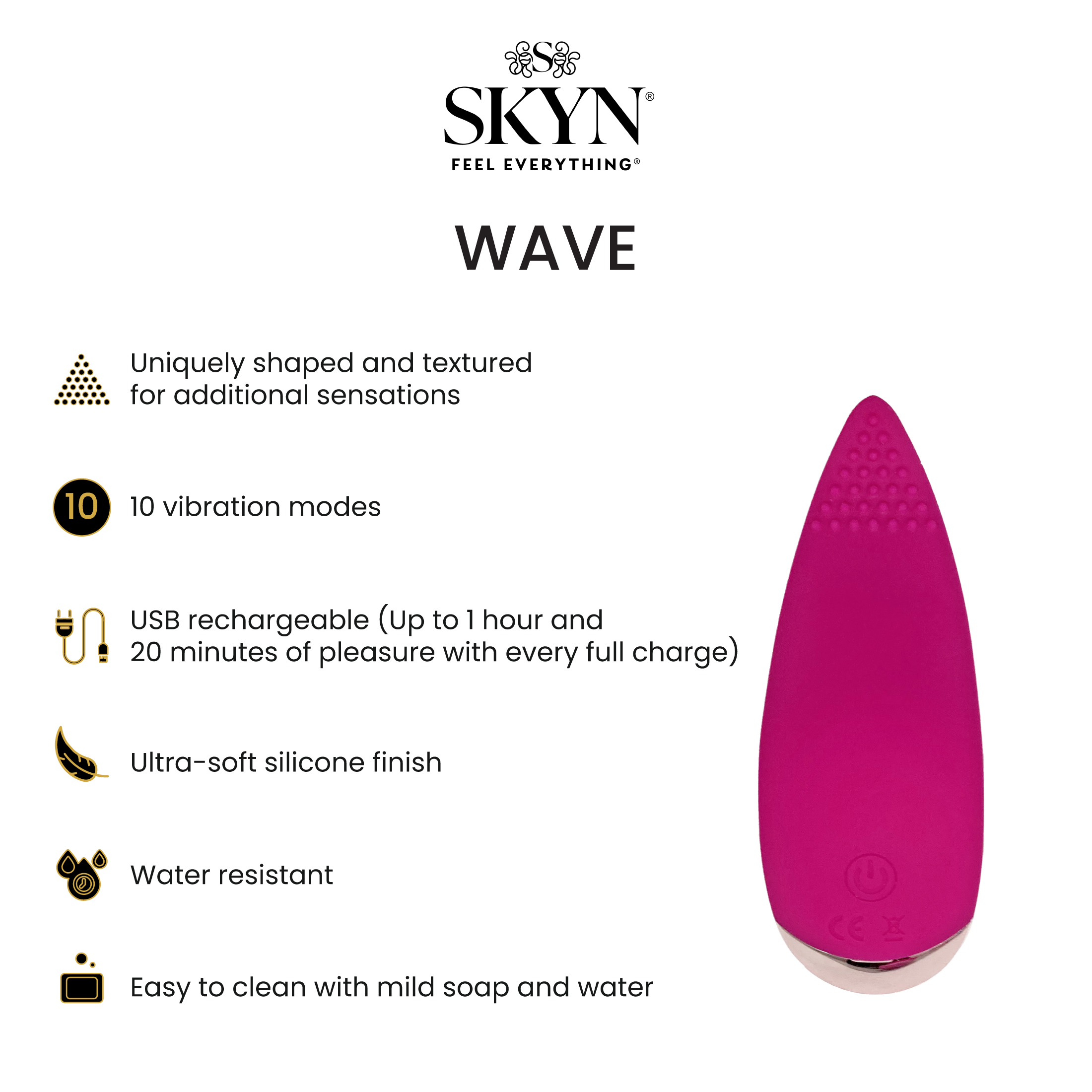 SKYN Wave Vibrating Stimulator, 1 Count
