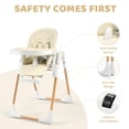 thumbnail image 3 of AILEEKISS Foldable High Chair for Baby, Toddler Eating Chair with Detachable Double Trays, Natural Beige, 3 of 11