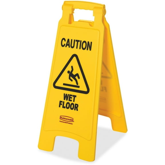 Rubbermaid Commercial, RCP611277YWCT, Caution Wet Floor Safety Sign, 6 / Carton, Yellow