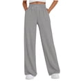 thumbnail image 2 of Women's Casual Pants High Waisted Loose Fit Straight Leg Joggers Elastic Waistband Drawstring Pocket Sweatpants For Daily Wear, 2 of 4