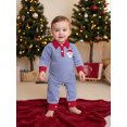 thumbnail image 4 of BemeyourBBs Baby Boy Christmas Romper Striped Santa Collared Long Sleeve Bodysuit, 4 of 9