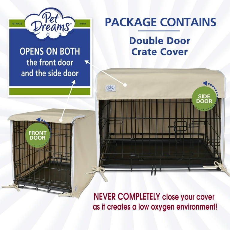 Pet Dreams Breathable Crate Cover Non Toxic Double Door Dog Crate Covers Blue Medium 30 inch Walmart