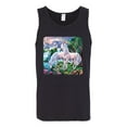 thumbnail image 2 of Unicorn Fanstasy Island Castle Animal Lover Male Graphic Tank Top, Black, Small, 2 of 3