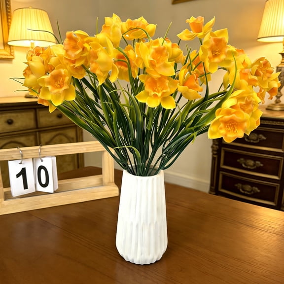 OAVQHLG3B Artificial Daffodils Flowers Narcissus Faux Spring Flowers Fake Silk Daffodil Flower Arrangement for Indoor Outdoor Home Wedding Decor (Yellow)