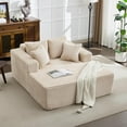 thumbnail image 3 of Oversized Chaise Lounge Chair, 54 * 61" Indoor Cloud Plush Corduroy Floor Sofa Bed Deep Seat No Assembly Couch for Living Room, Lignt Tan, 3 of 8