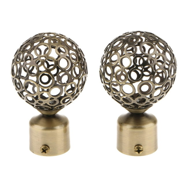 2 piezas de varillas en Y para cortinas - Varillas decorativas para dormitorio, sala de estar y Bola hueca Bronce