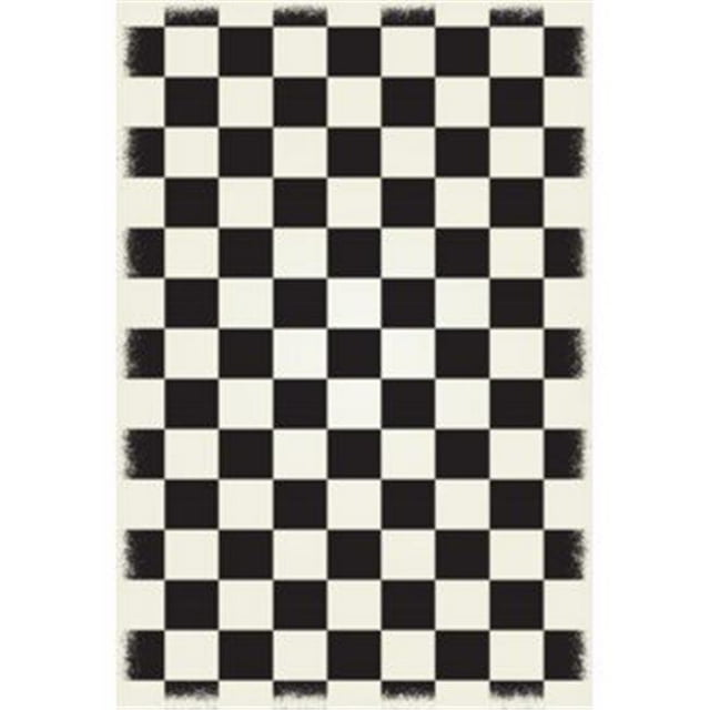 Aspen Brands RUG7BLK57 5 x 7 Pi. Tapis de Damier Anglais Design - Noir et Blanc