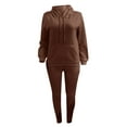 thumbnail image 4 of Lovelywholesale Women's Drawstring Pocket Design Solid Tracksuit Set, 4 of 5