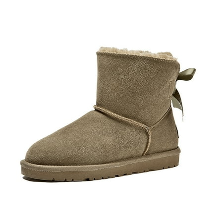 

Bow Knot Decor Warm & Comfy Short Boots Fashion Slip-On Ankle High Winter Thermal Insulated Snow Shoes Women s Footwear