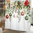 thumbnail image 6 of Tchckioa 72x72 Inch Shower Curtain for Bathroom,Christmas Green Leaves Ball Waterproof Hooks Bath Curtain, 6 of 8
