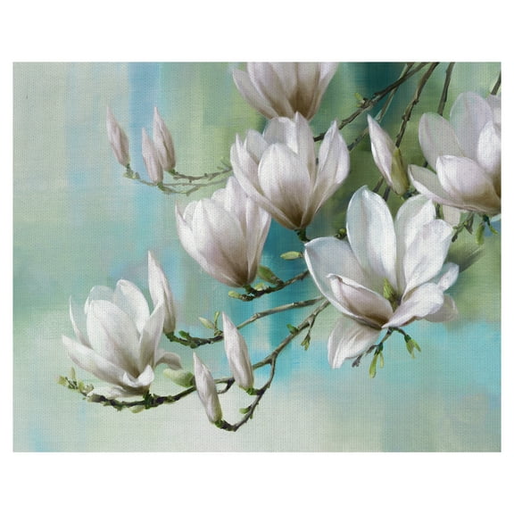 Masterpiece Art Gallery Magnolia Morning Teal by Roger Daniels Canvas Art Print 22" x 28"