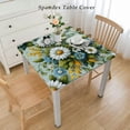 thumbnail image 2 of nygtbtfer White Daisy Watercolor Floral Round Tablecloth, Teal Circle Table Cover Stain Resistance Water Repellent Wrinkle-Free Table Cloth for Home Kitchen Dining Party Indoor Outdoor, 2 of 7
