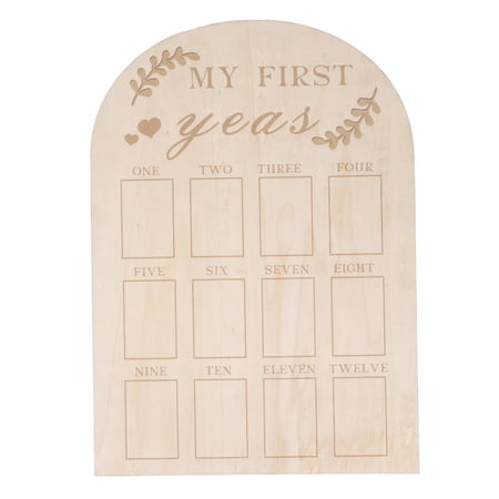 Wooden Baby Photo Board For First Year Milestones, Display Keepsake Frame