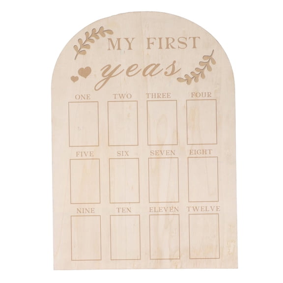 Wooden Baby Photo Board For First Year Milestones, Display Keepsake Frame