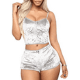 thumbnail image 1 of Akmipoem Women 2 Piece Pajama Sets Velvet Sleepwear Camisole Loungwear Crop Short Set, 1 of 5