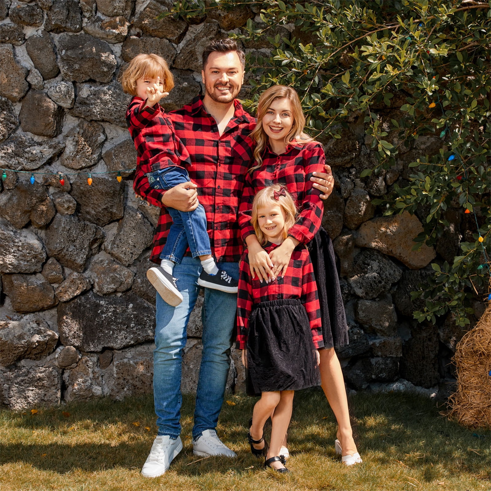 Matching Family Boy And Girl Matching Shirts Red Blue Plaid Family