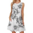 thumbnail image 1 of RWJDXD Robe d'Été Ample et Confortable pour Femmes Col Rond Manches Courtes Motif Floral Jupe Sans Manches Été Jupe Ample Respirante Robe de Soirée pour Femmes, 1 of 6