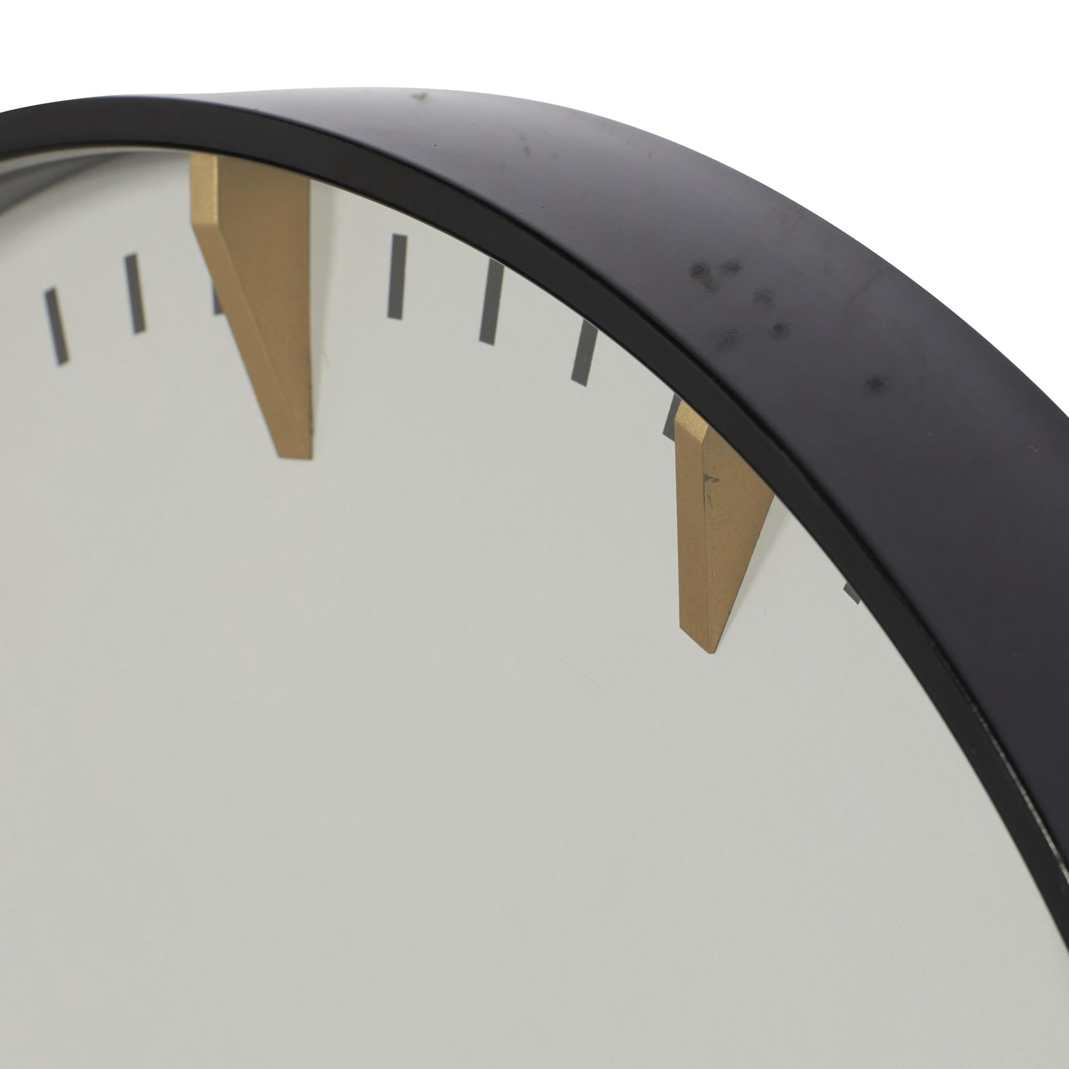 CosmoLiving by Cosmopolitan 20" Black Glass Numberless Wall Clock with Gold Accents