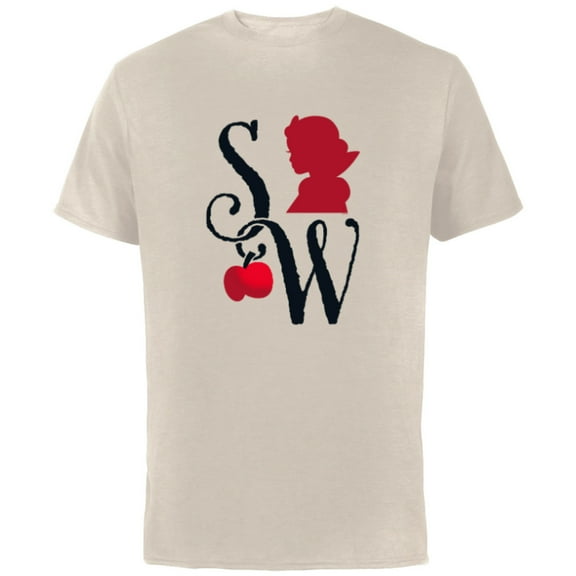 Disney Princess Snow White Initials and Silhouette - Short Sleeve Cotton T-Shirt for Adults - Customized-Natural